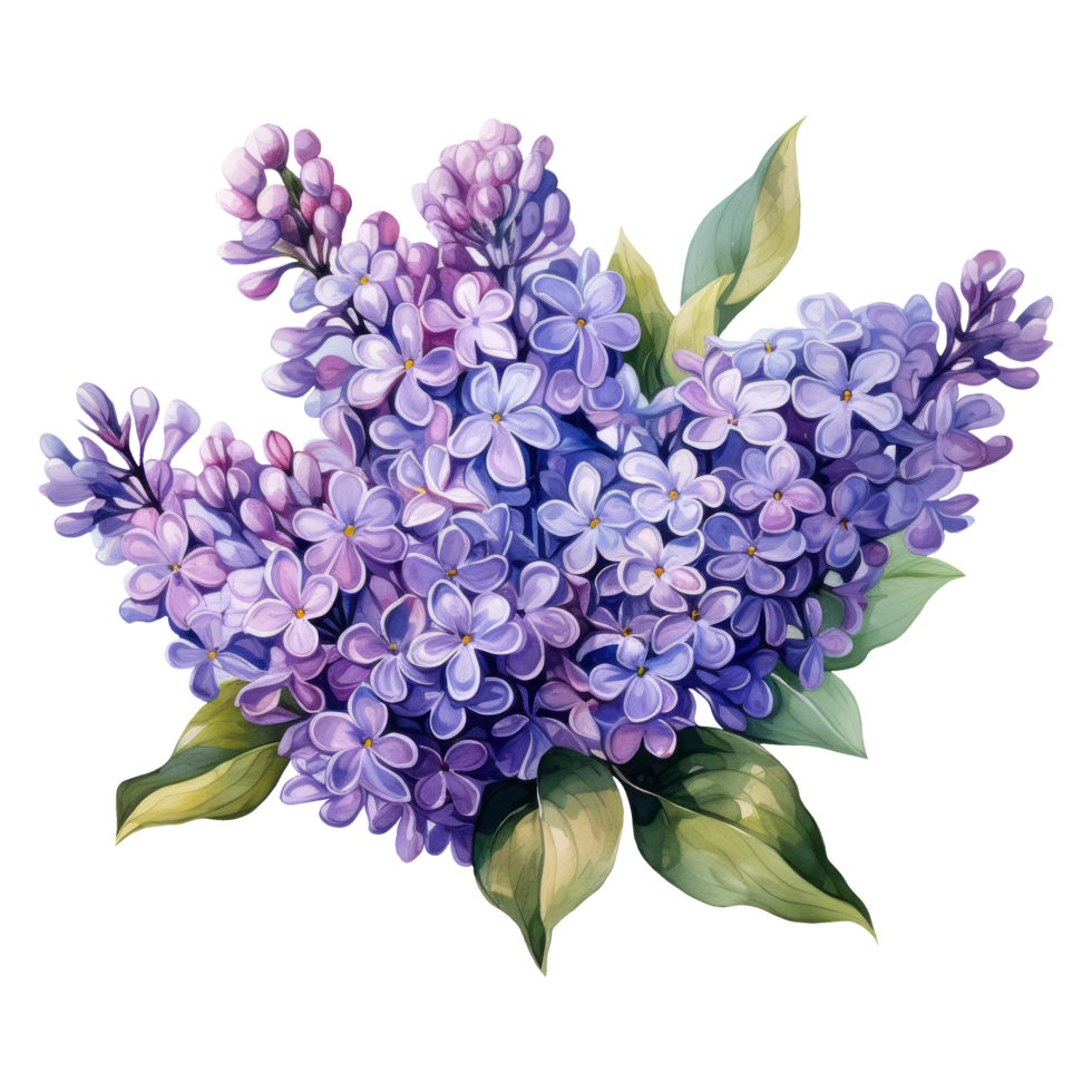 Watercolor lilac flower Illustration. Ai Generated PNG