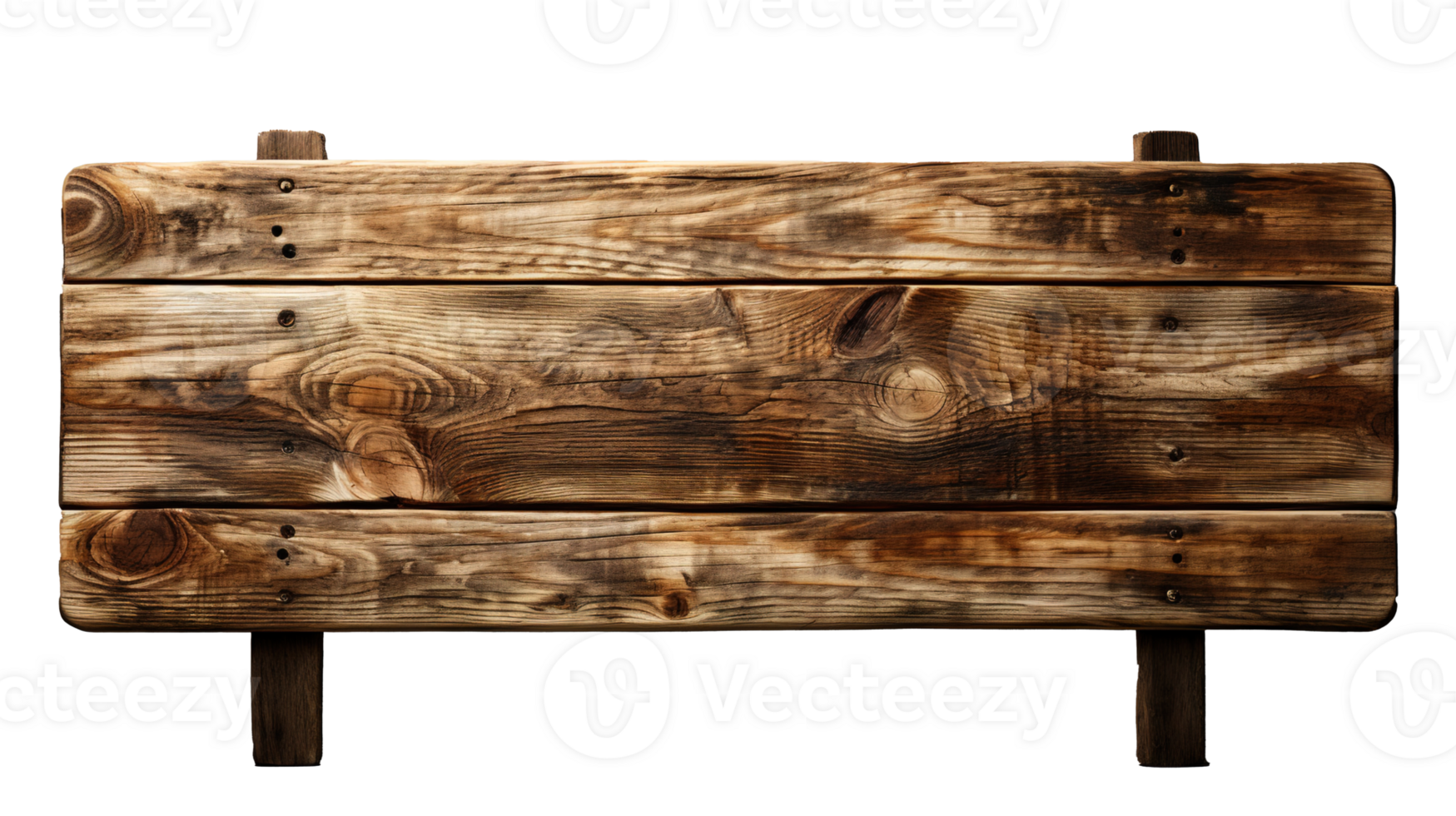 Close-Up of an Empty Brown Wooden Sign, Isolated on a Clear Transparent Background, Vintage Charm and Rustic Elegance Wood Sign, Ai generative png