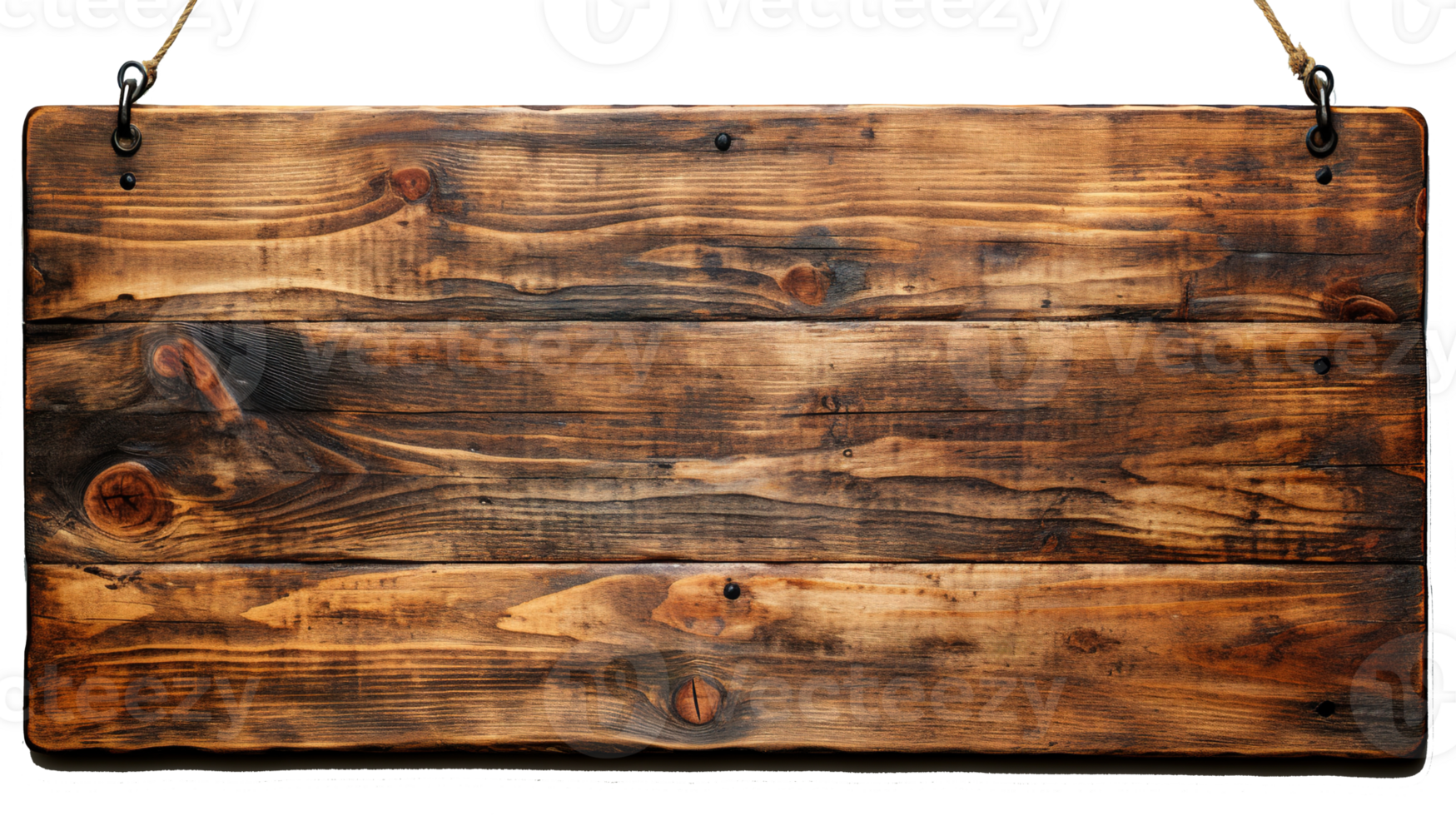Close-Up of an Empty Brown Wooden Sign, Isolated on a Clear Transparent Background, Vintage Charm and Rustic Elegance Wood Sign, Ai generative png