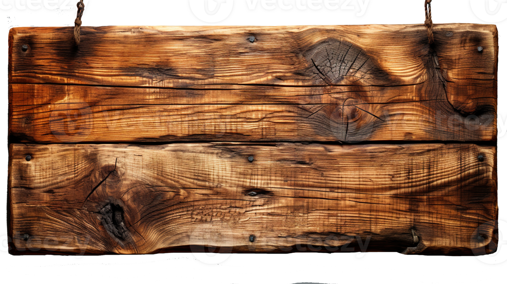 Close-Up of an Empty Brown Wooden Sign, Isolated on a Clear Transparent Background, Vintage Charm and Rustic Elegance Wood Sign, Ai generative png