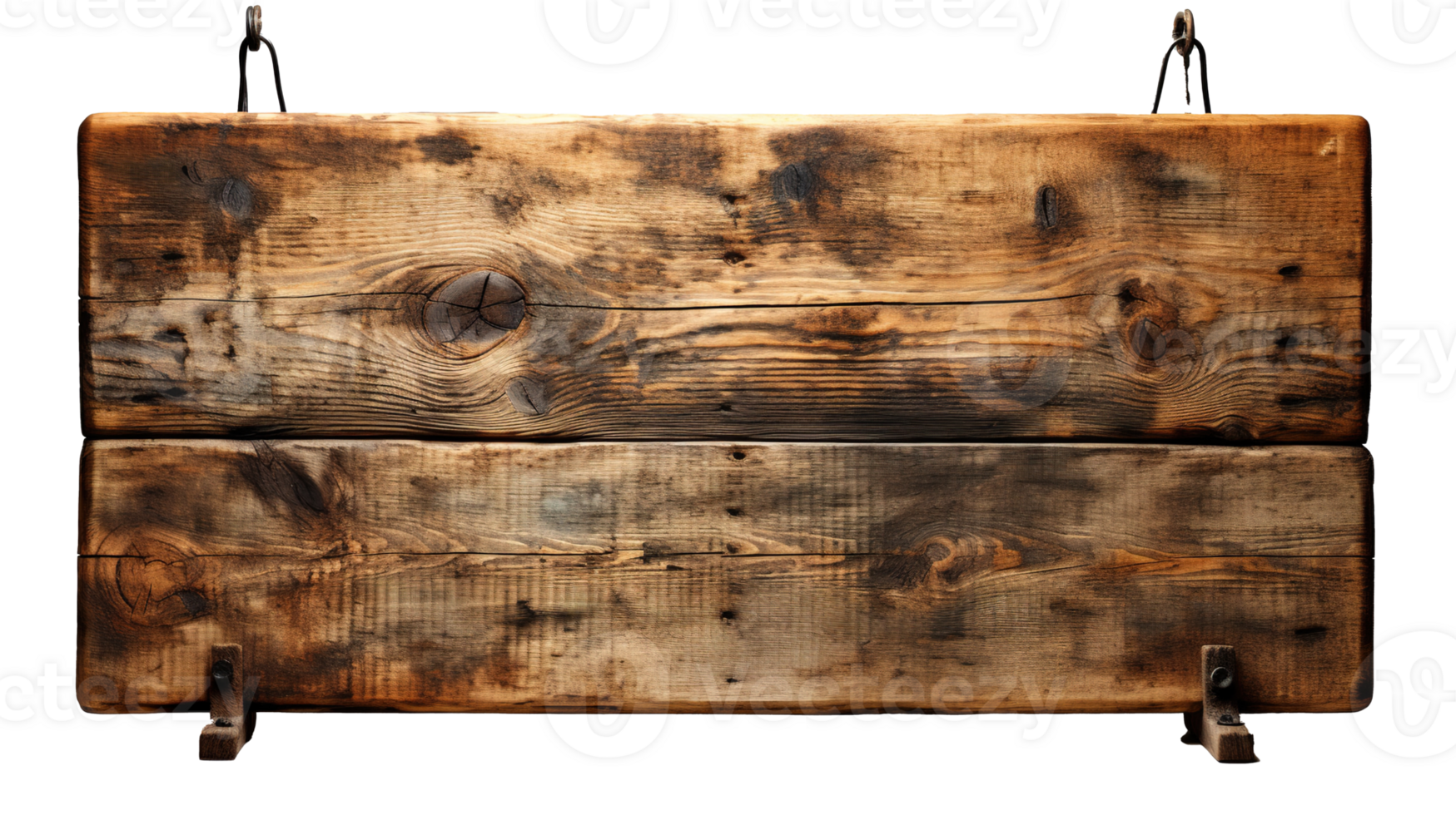 Close-Up of an Empty Brown Wooden Sign, Isolated on a Clear Transparent Background, Vintage Charm and Rustic Elegance Wood Sign, Ai generative png