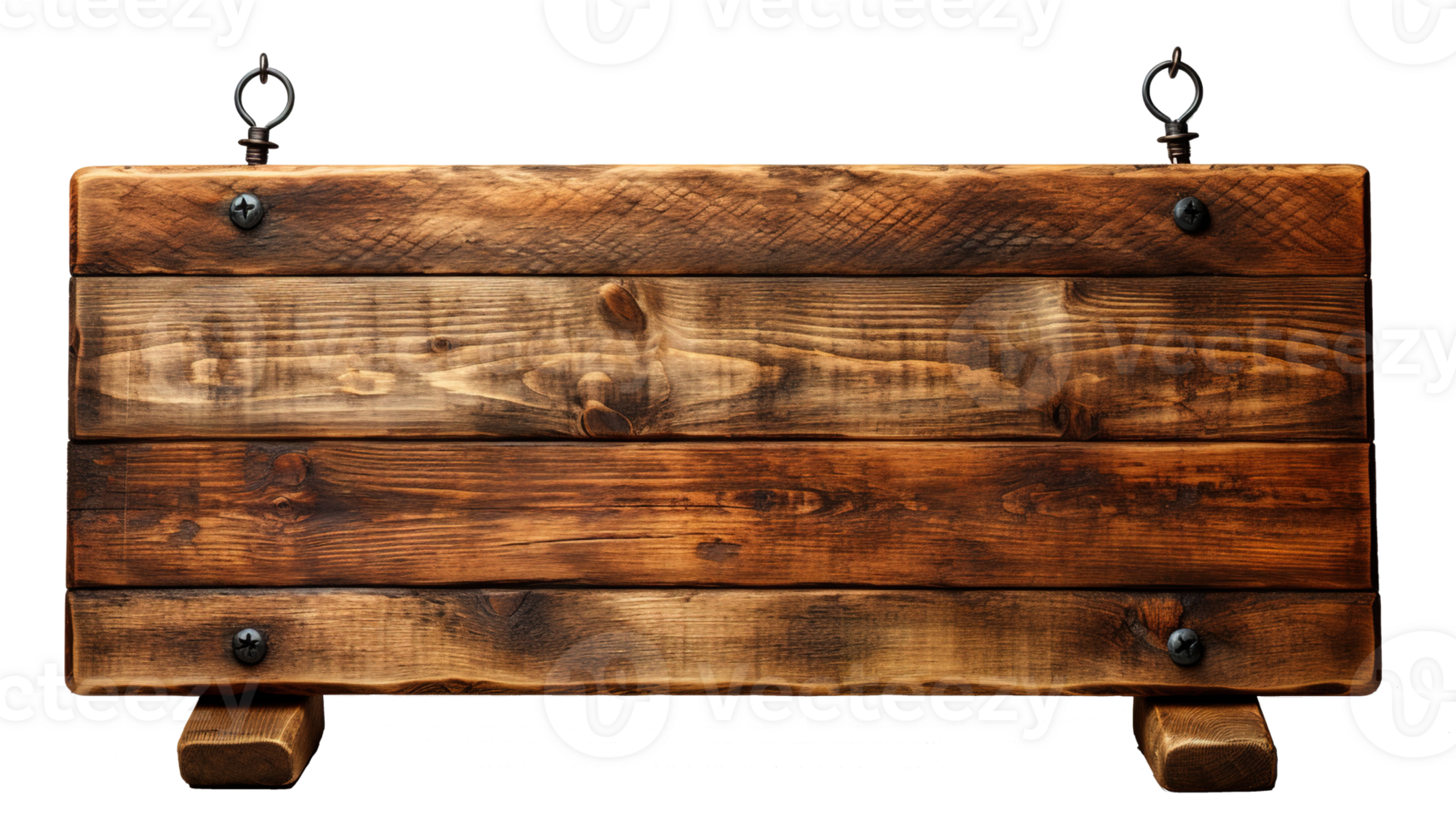 Close-Up of an Empty Brown Wooden Sign, Isolated on a Clear Transparent Background, Vintage Charm and Rustic Elegance Wood Sign, Ai generative png