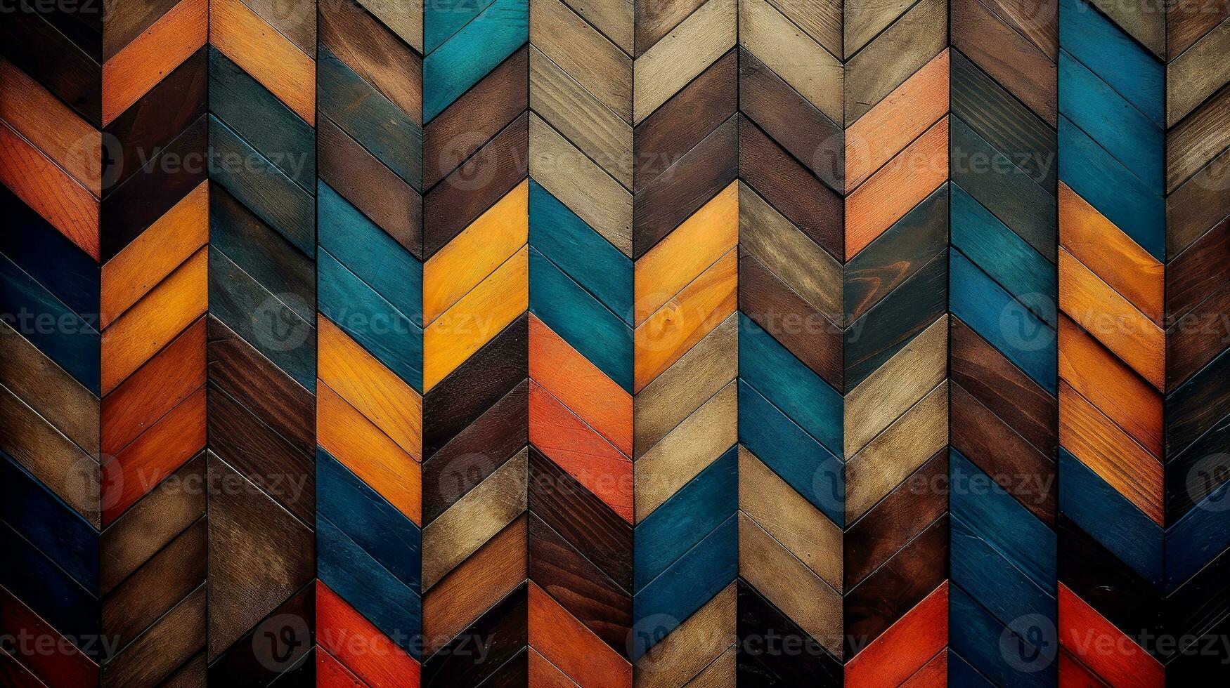 Wood marquetry wall parquet, abstract pattern background, Generative AI illustration photo