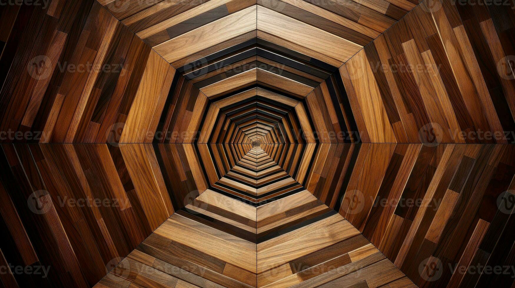 Wood marquetry wall parquet, abstract pattern background, Generative AI illustration photo