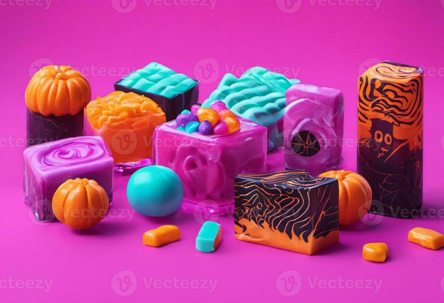 Halloween Candy Delight Sweet Pumpkin Treats. Ai generated content photo