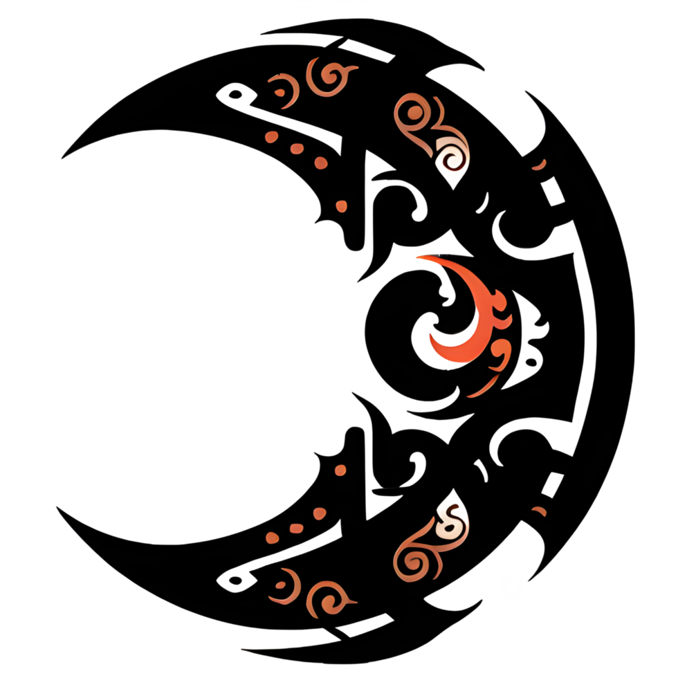 Crescent style tribal tattoo png transparent background ai generative