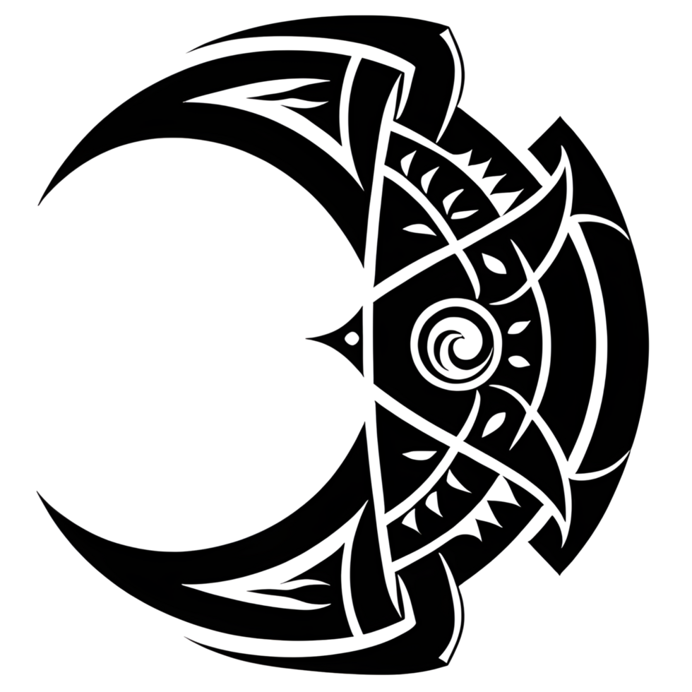 Crescent style tribal tattoo png transparent background ai generative