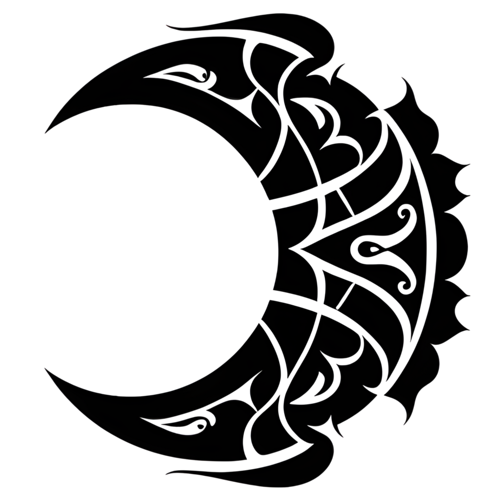 Crescent style tribal tattoo png transparent background ai generative