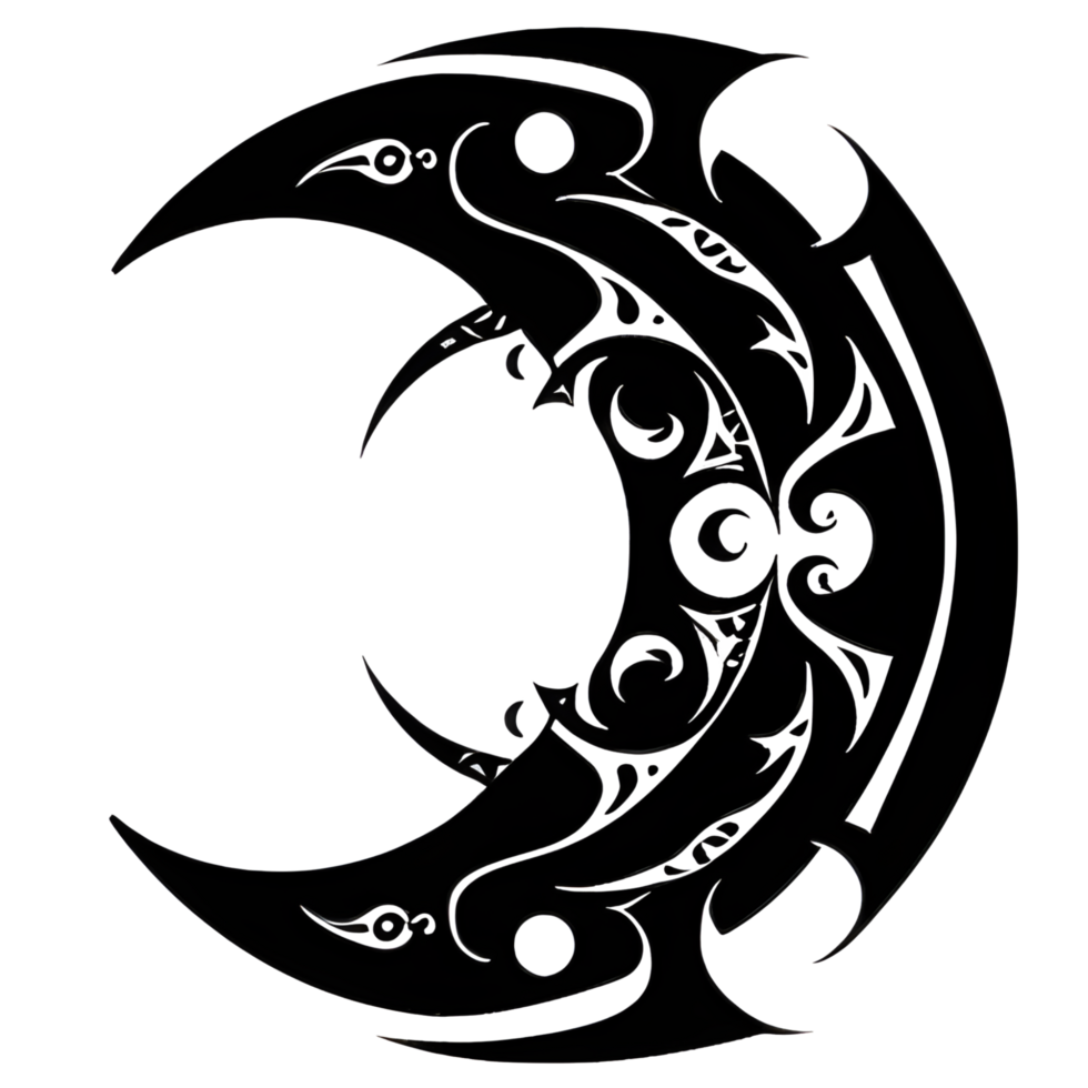 Crescent style tribal tattoo png transparent background ai generative