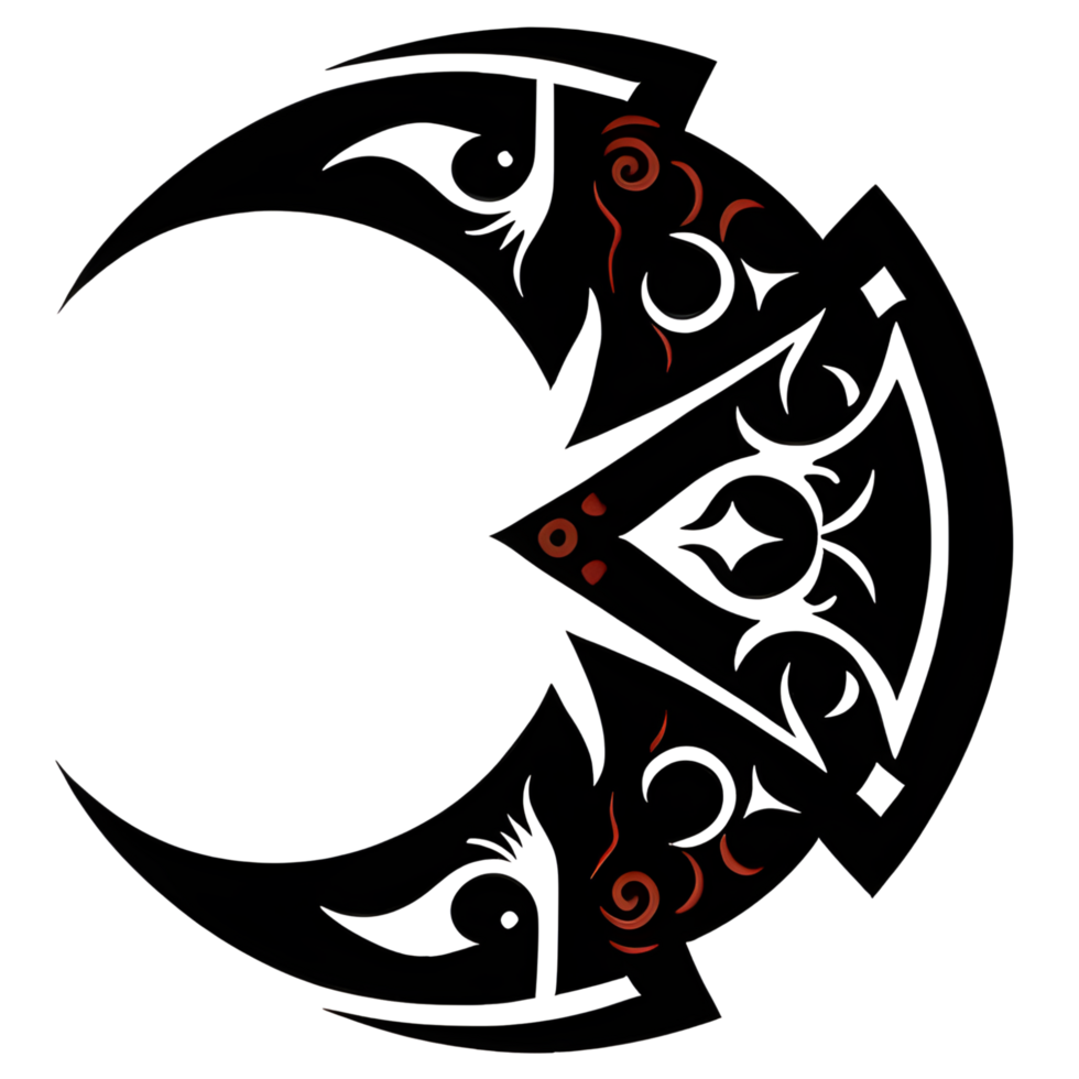 Crescent style tribal tattoo png transparent background ai generative