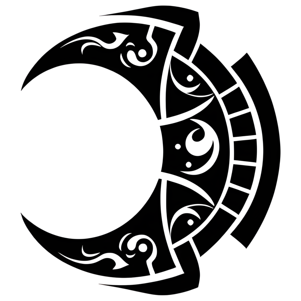 Crescent style tribal tattoo png transparent background ai generative