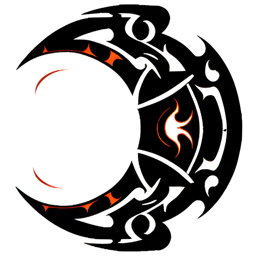 Crescent style tribal tattoo png transparent background ai generative