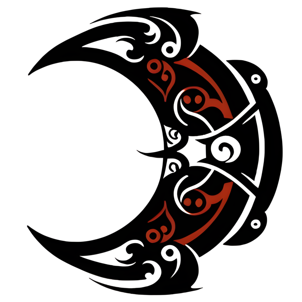 Crescent style tribal tattoo png transparent background ai generative