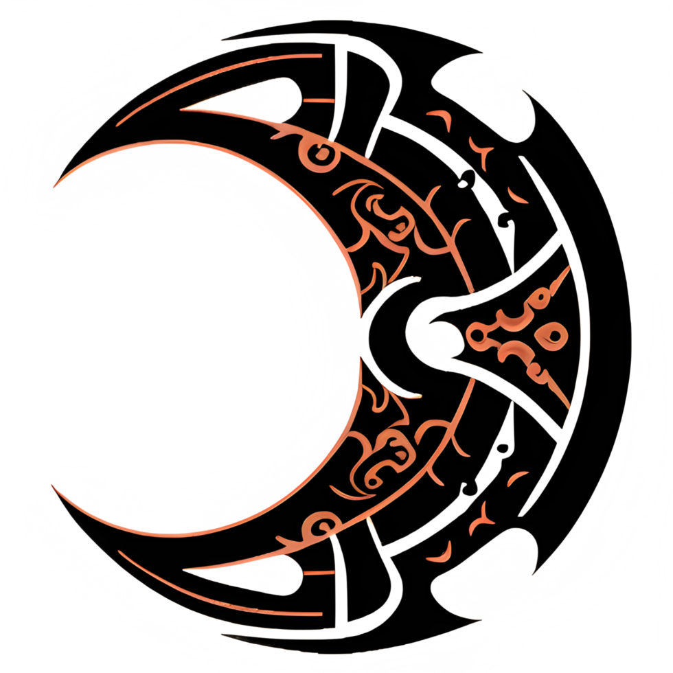 crescente estilo tribal tatuagem png transparente fundo ai generativo