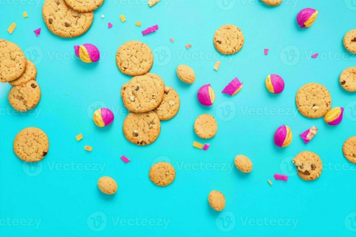 Flying cookies chip cookies. AI Generative Pro Photo