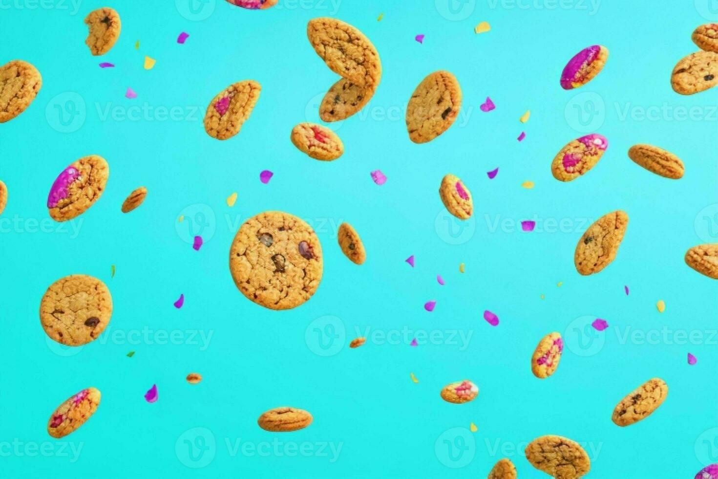Flying cookies chip cookies. AI Generative Pro Photo
