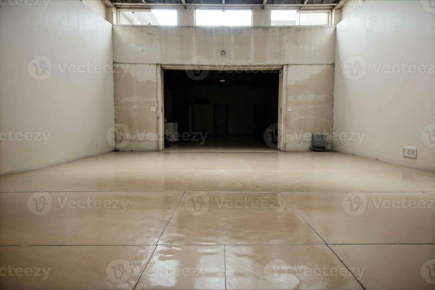 Thought Provoking Mock Shot of Empty Floor with Roof. AI Generated. photo