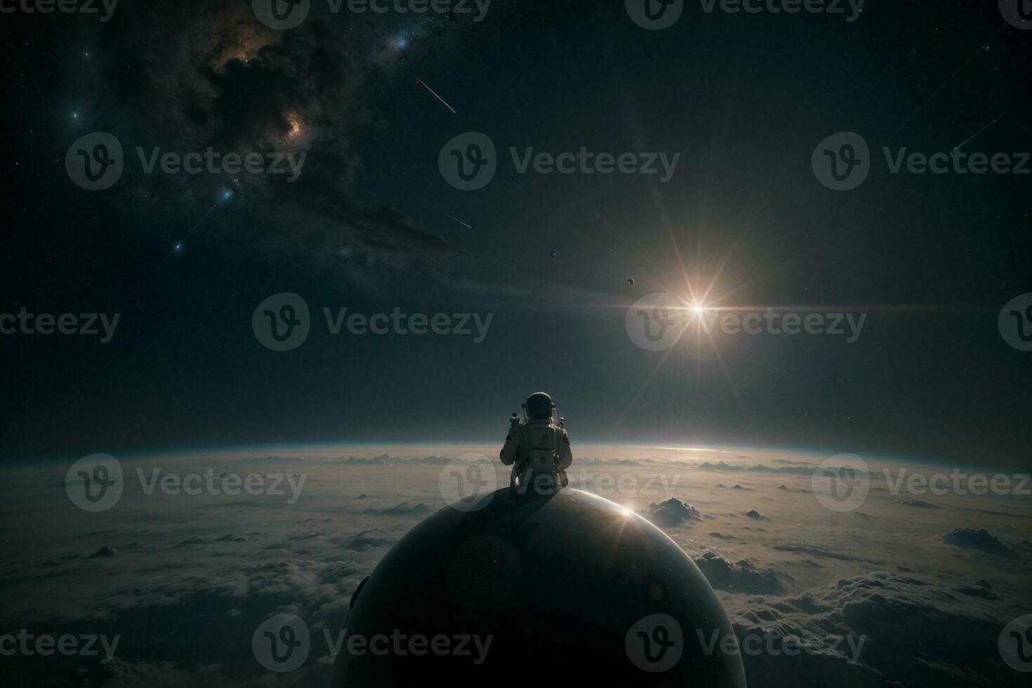 celestial viaje astronauta en el universo. ai generado. foto