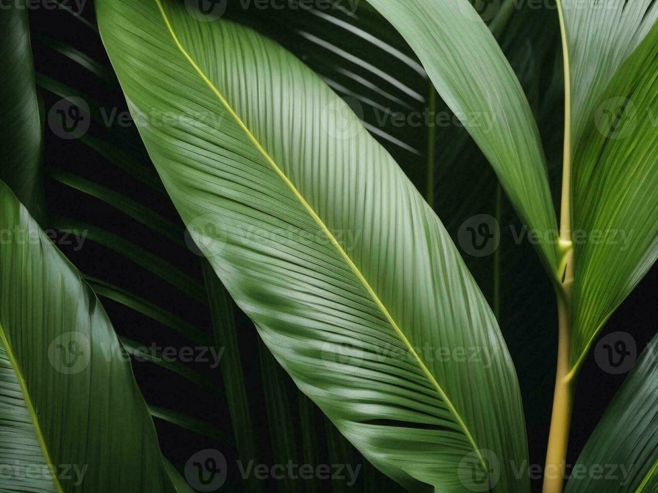 cautivador macro fotografía de un vibrante tropical hoja. ai generado. foto