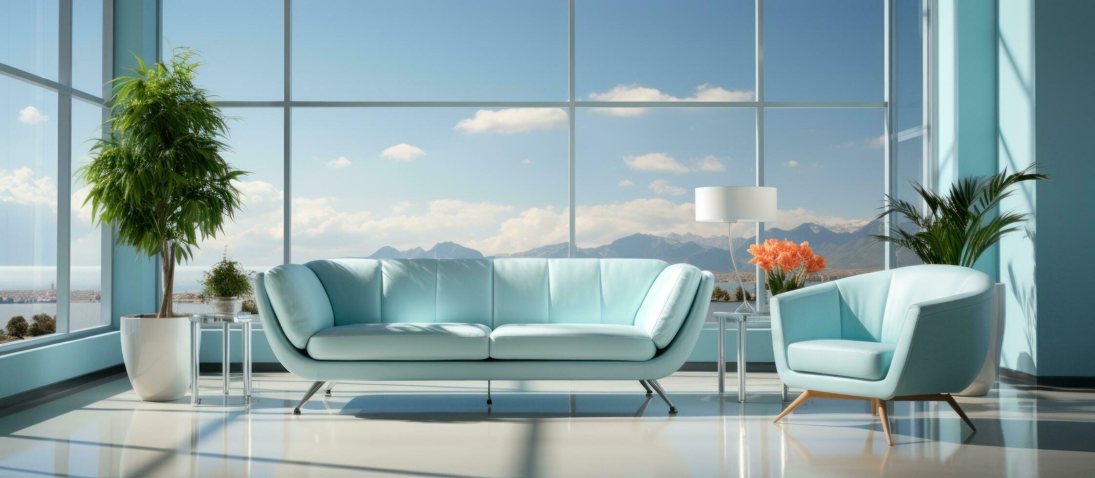 Modern room on the top floor with a window. photo