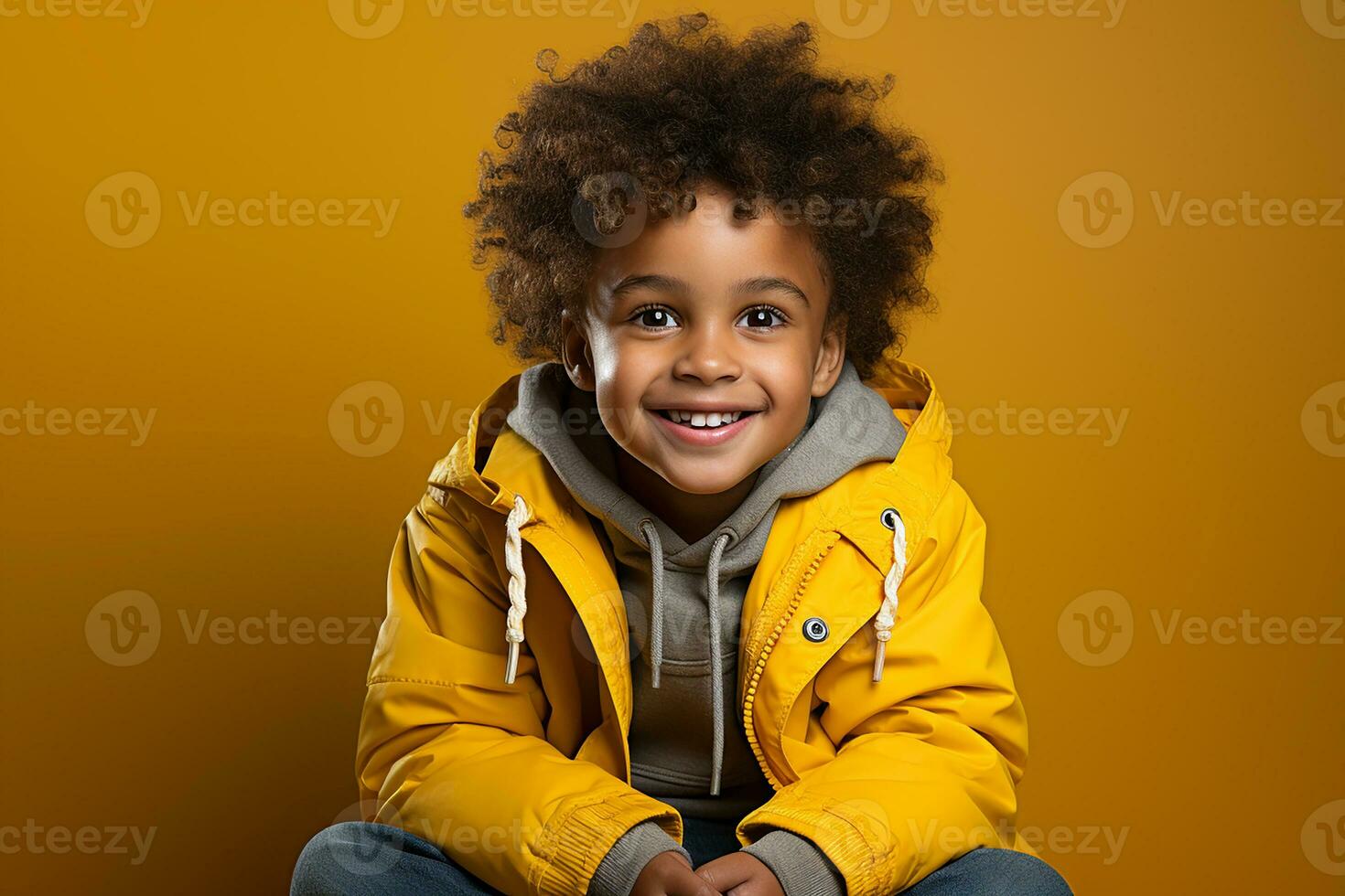 Ai generated studio portrait of cute little african boy on different colour backgrpounds photo