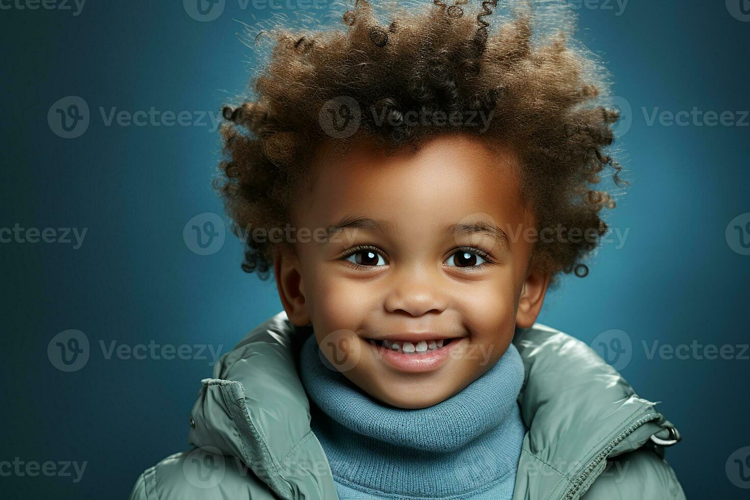 ai generado estudio retrato de linda pequeño africano chico en diferente color fondos foto