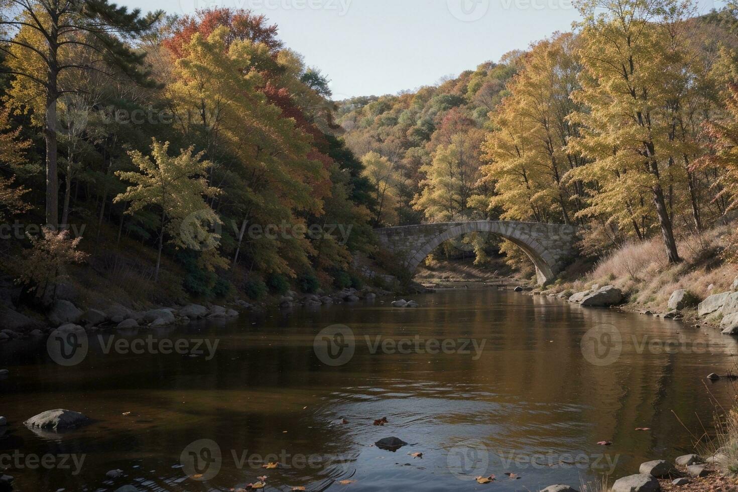 Nature s Frame A Stunning Fall Leaves Border Enveloping Serenity. AI Generated. photo
