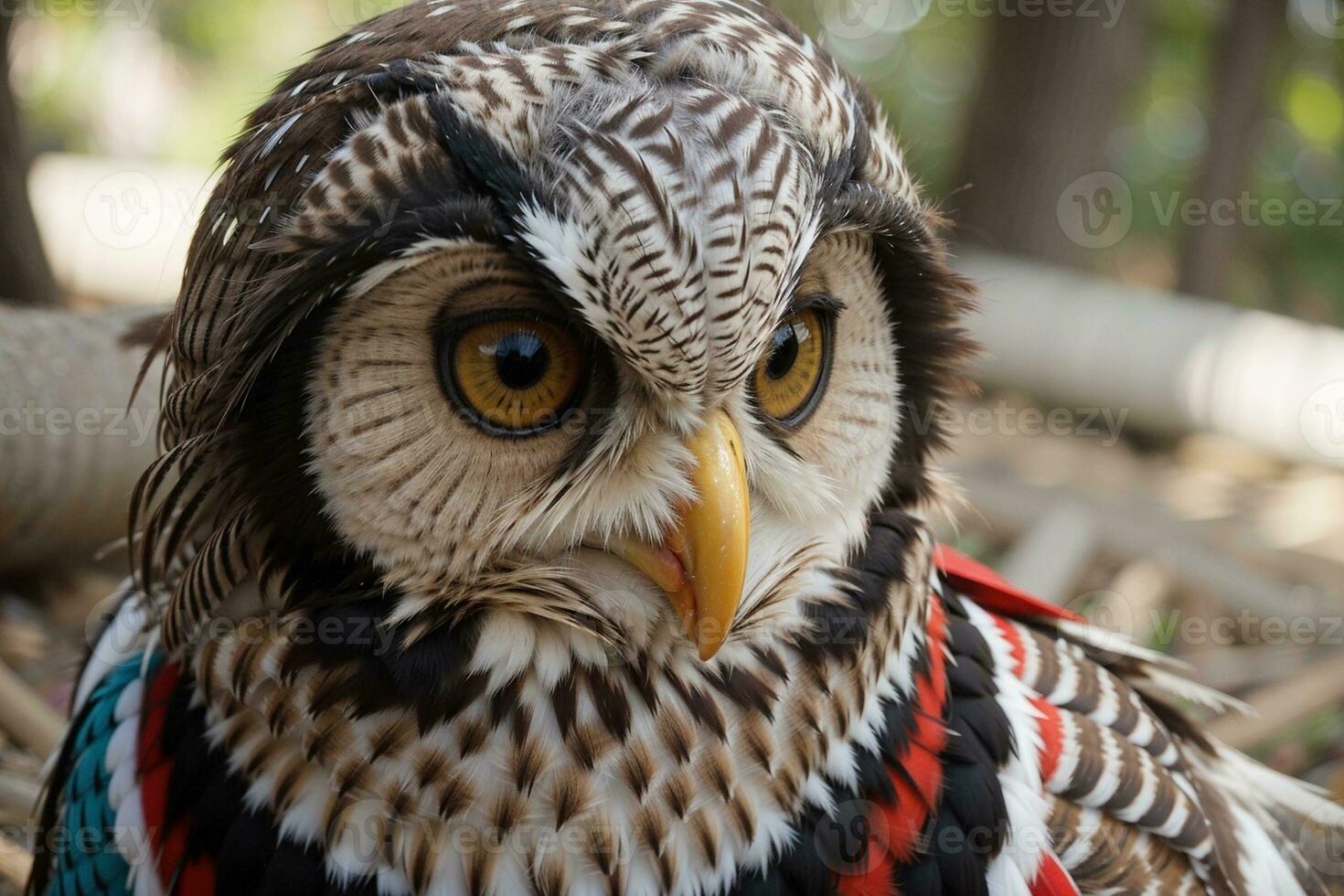 Majestic Colorful Owls in their Natural Habitat. AI Generated. photo