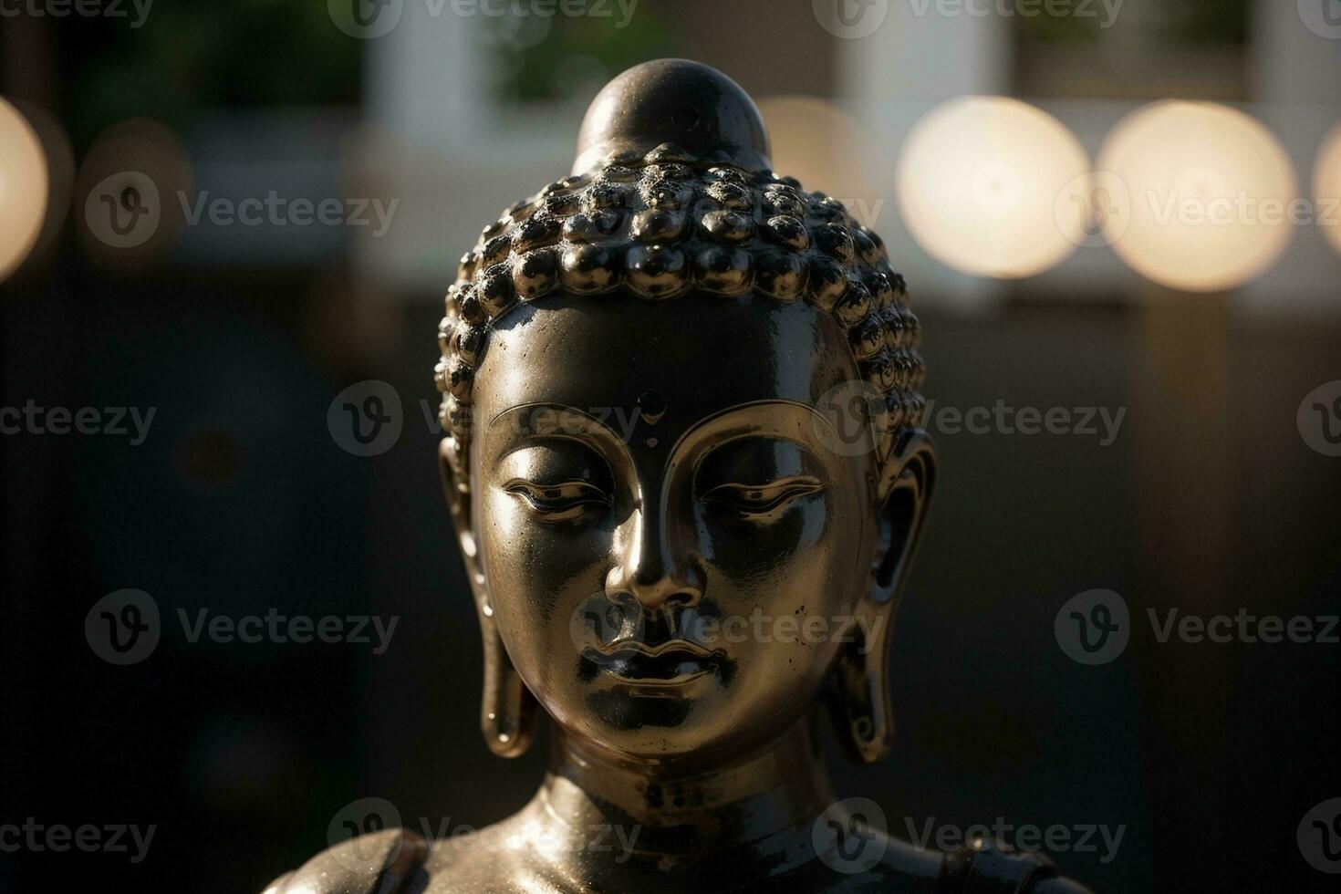 Serene Buddha Statue in Ethereal Lighting. AI Generated. photo