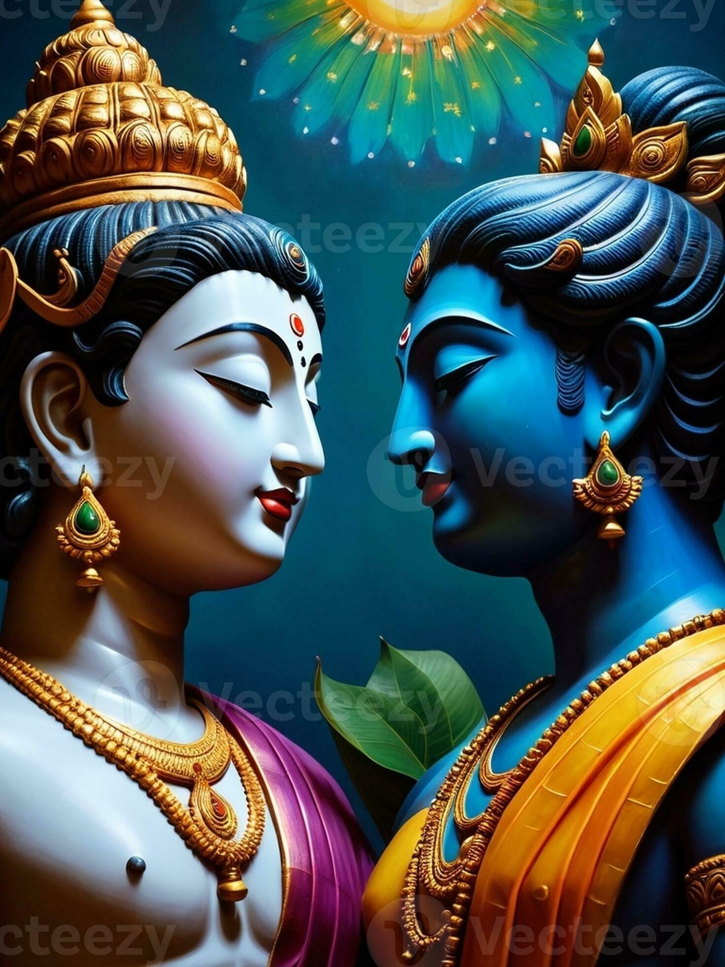 Divine Buddha and Krishna in Indian Artwork by Maya Patel. AI Generated