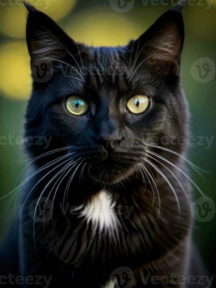 Captivating Portrait of a Cat in a Pack. AI Generated. photo