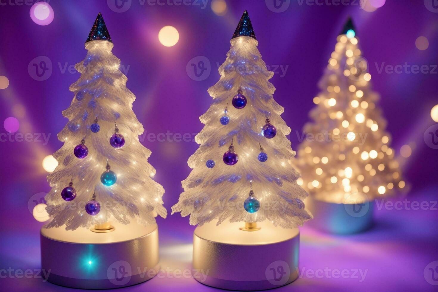 Celestial Angel Tree Toppers Illuminated by LED Lights. AI Generated. photo