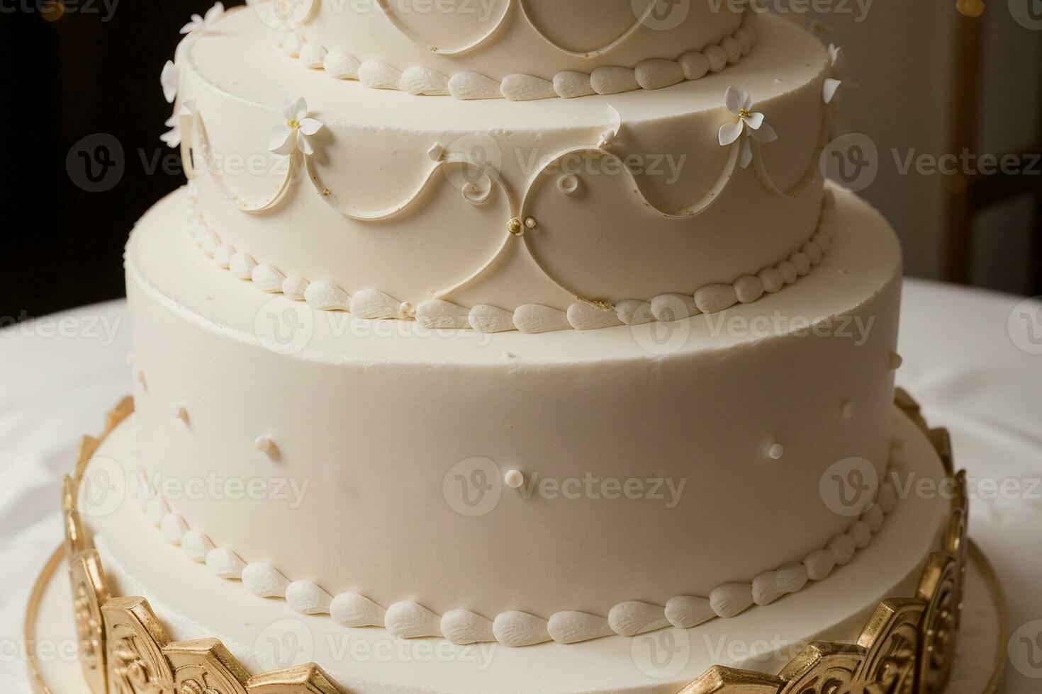 Exquisite Wedding Cake A Sweet Masterpiece. AI Generated. photo