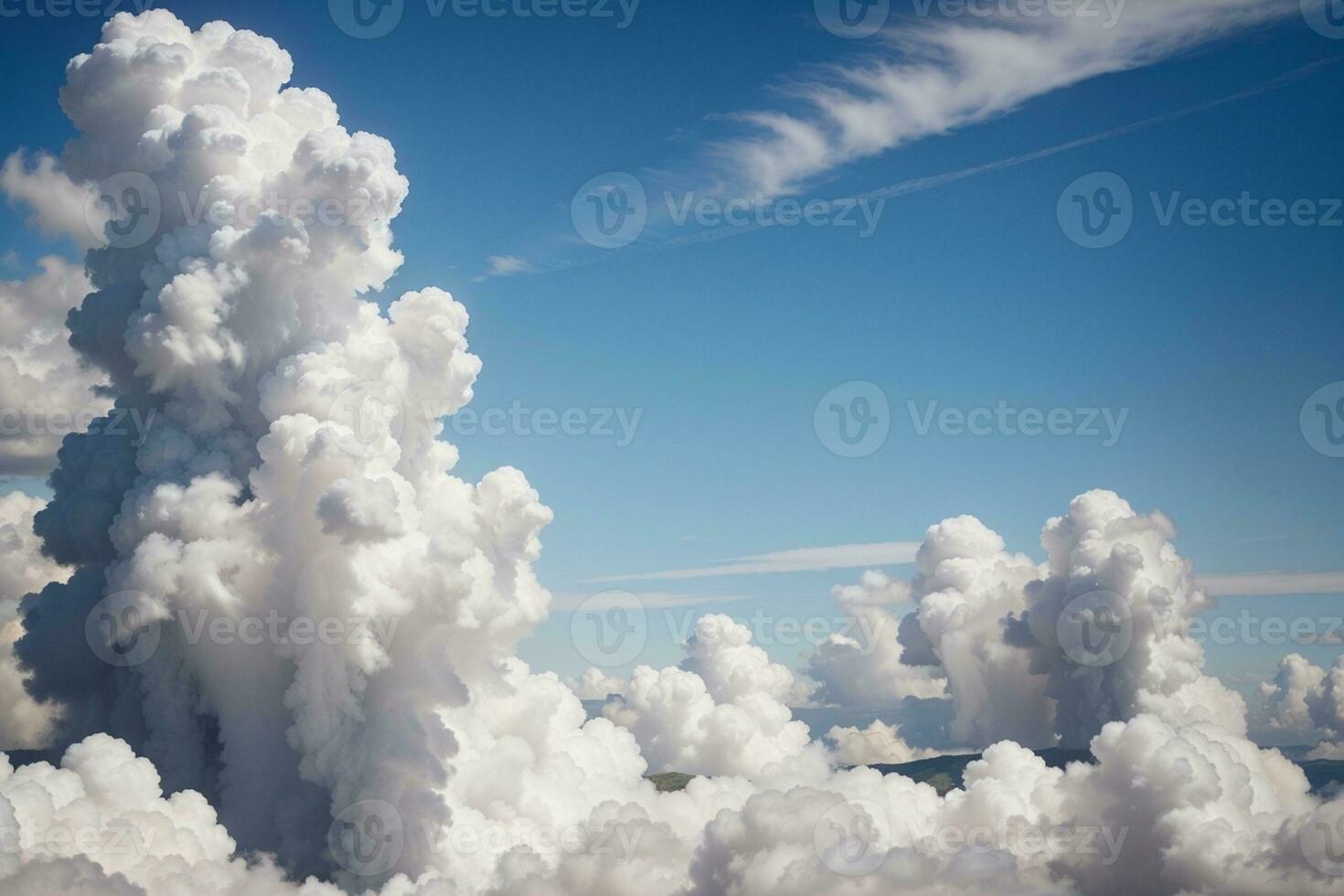 Serene Skies Capturing the Beauty of Fluffy White Clouds. AI Generated. photo