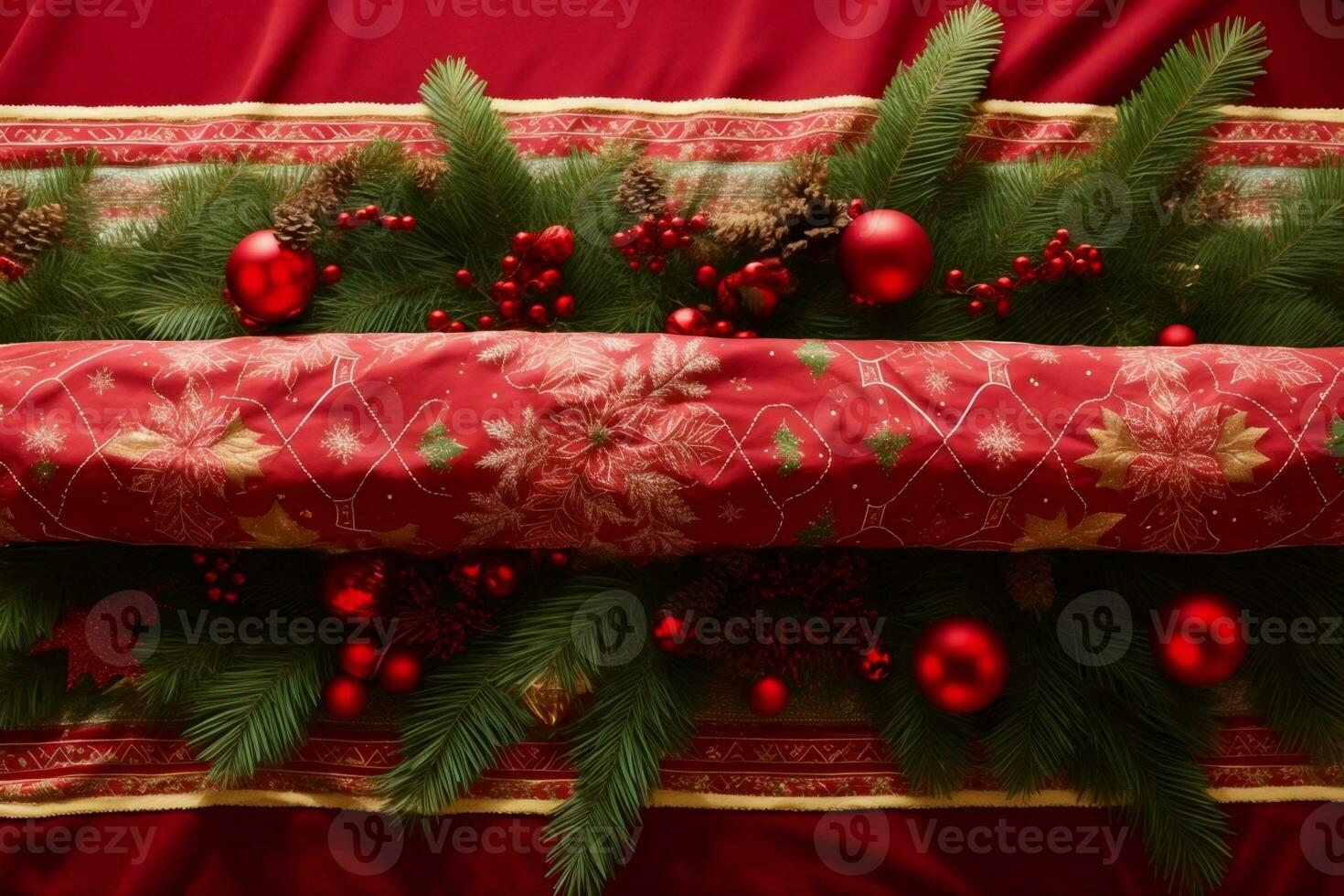 festivo elegancia vibrante Navidad mesa corredores ai generado. foto