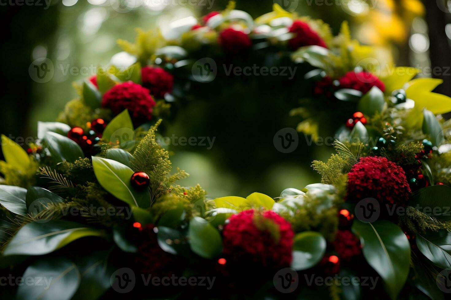 Nature s Embrace Artistic Christmas Wreath. AI Generated. photo