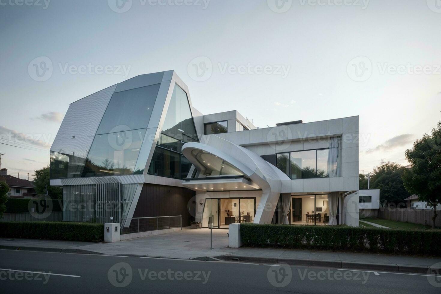 Futuristic Architecture Modern Home Mock up. AI Generated. photo