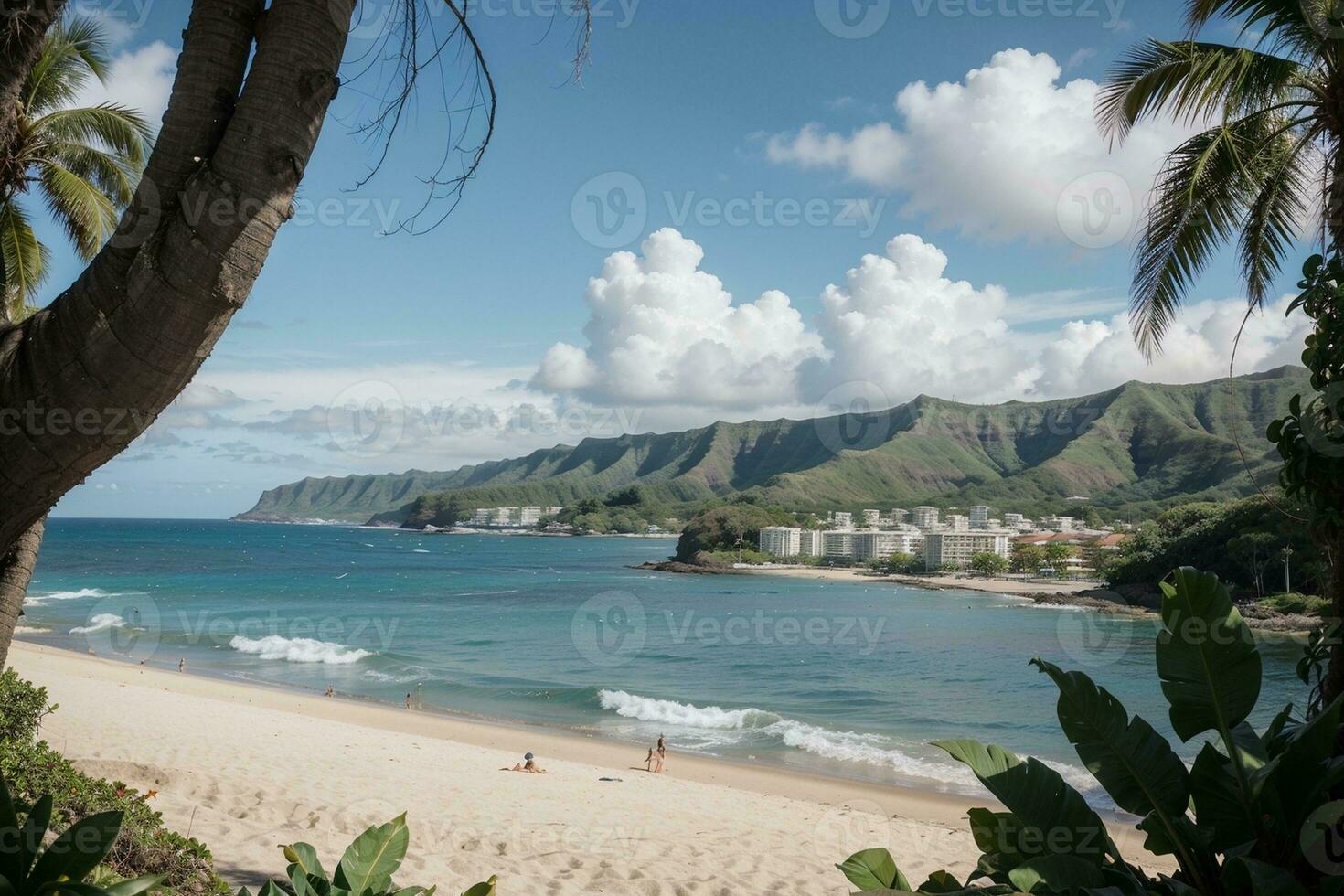 Paradise Found A Blissful Summer Getaway in Hawaii. AI Generated. photo