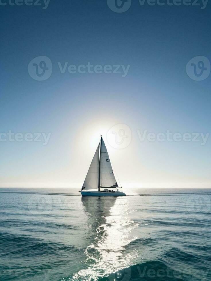 Sailing into Tranquility A Captivating Oceanic Journey. AI Generated. photo