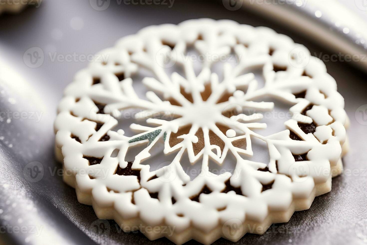 Delicate Snowflake Cookie Stamps for Festive Baking. AI Generated. photo