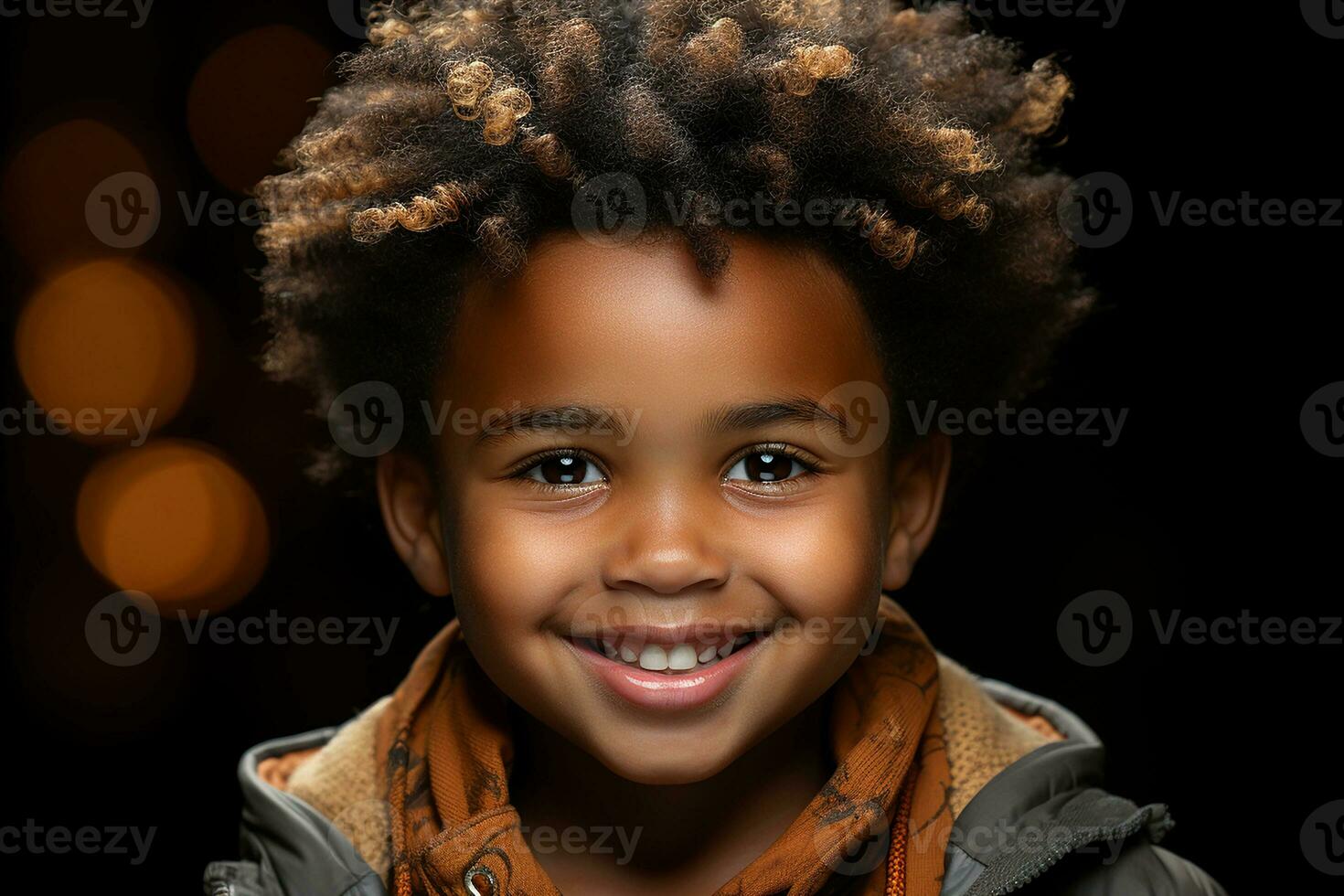 Ai generated studio portrait of cute little african boy on different colour backgrpounds photo