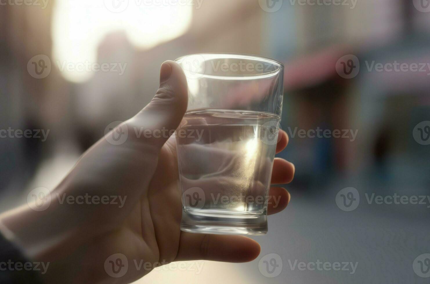 Hand with glass of water. Generate ai photo