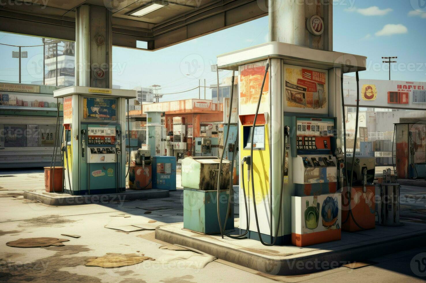 Essential Gas station. Generate Ai photo