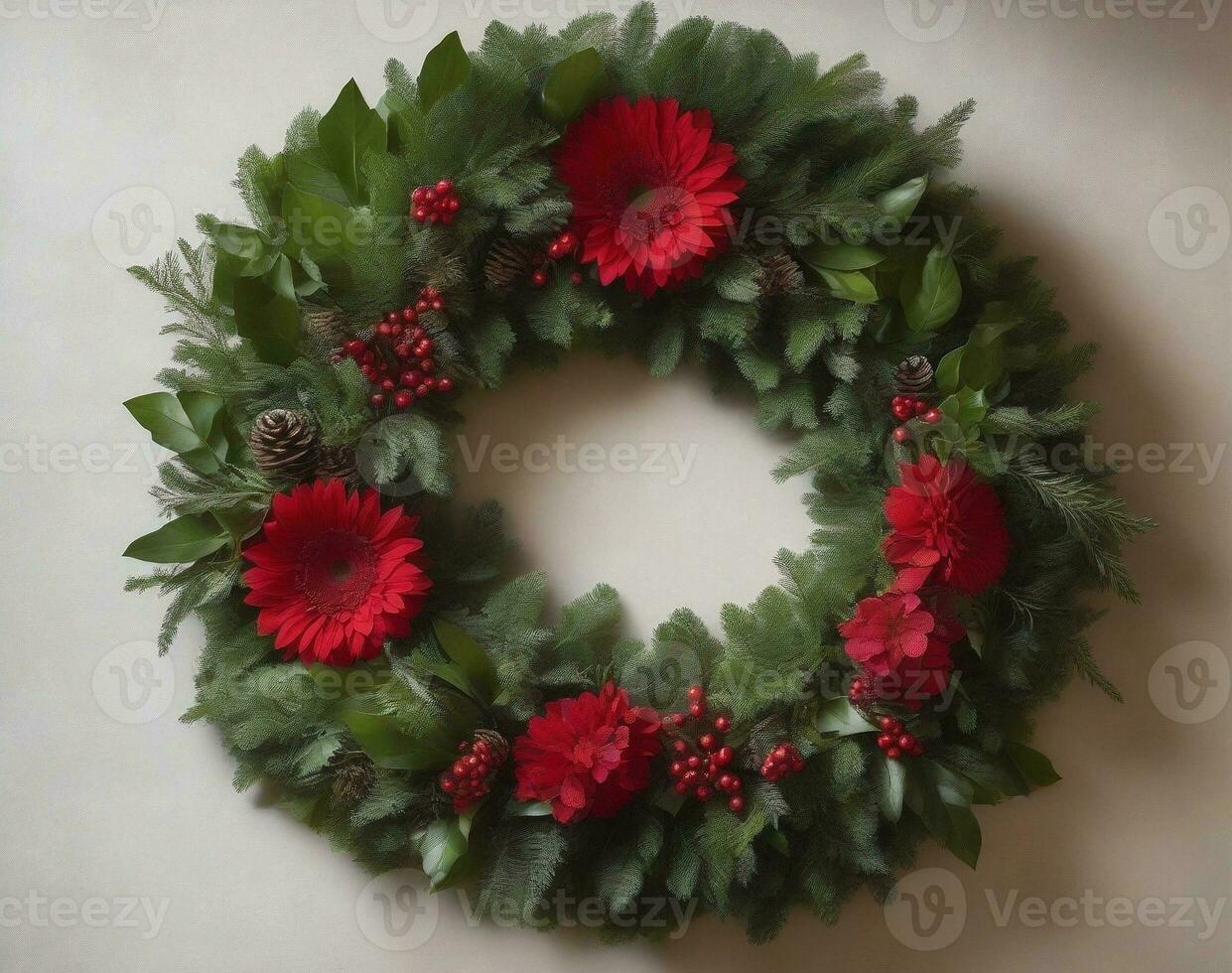 Nature s Embrace Artistic Christmas Wreath. AI Generated. photo