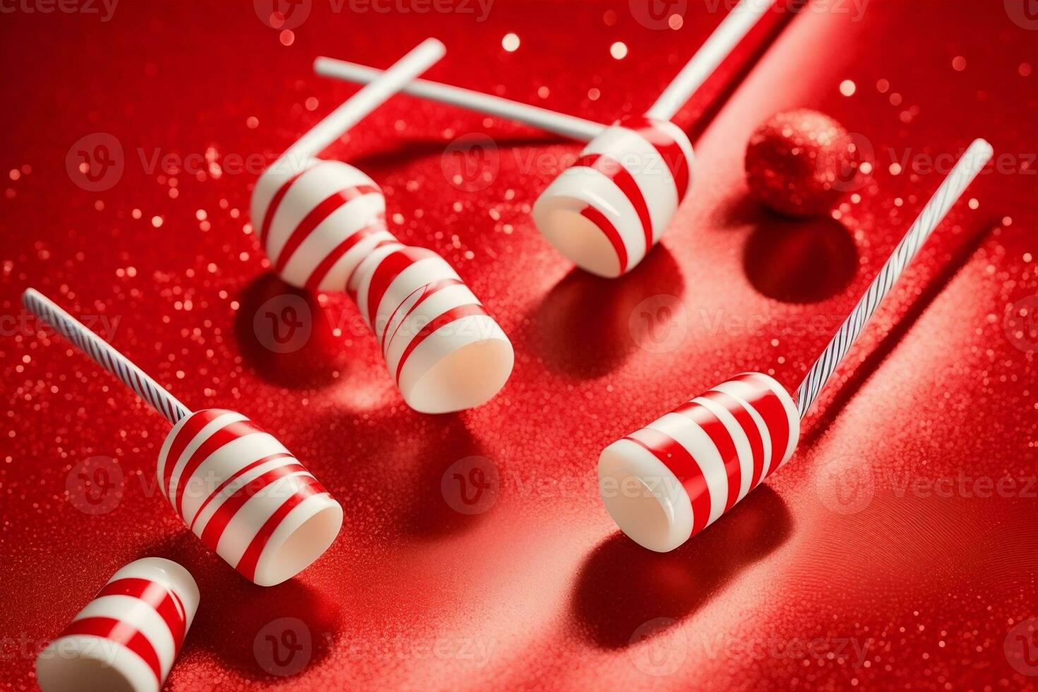 Sweeten Your Drinks with Peppermint Stick Stirrers. AI Generated. photo
