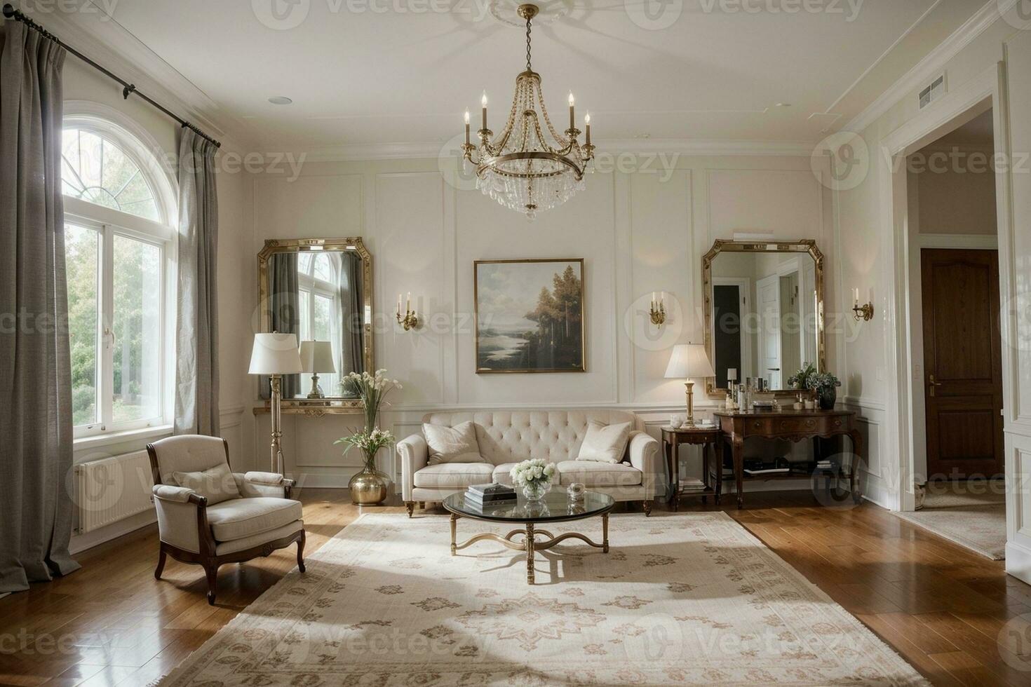 A Glimpse into Luxury Exploring the Mock Room of a Stunning Home. AI Generated. photo