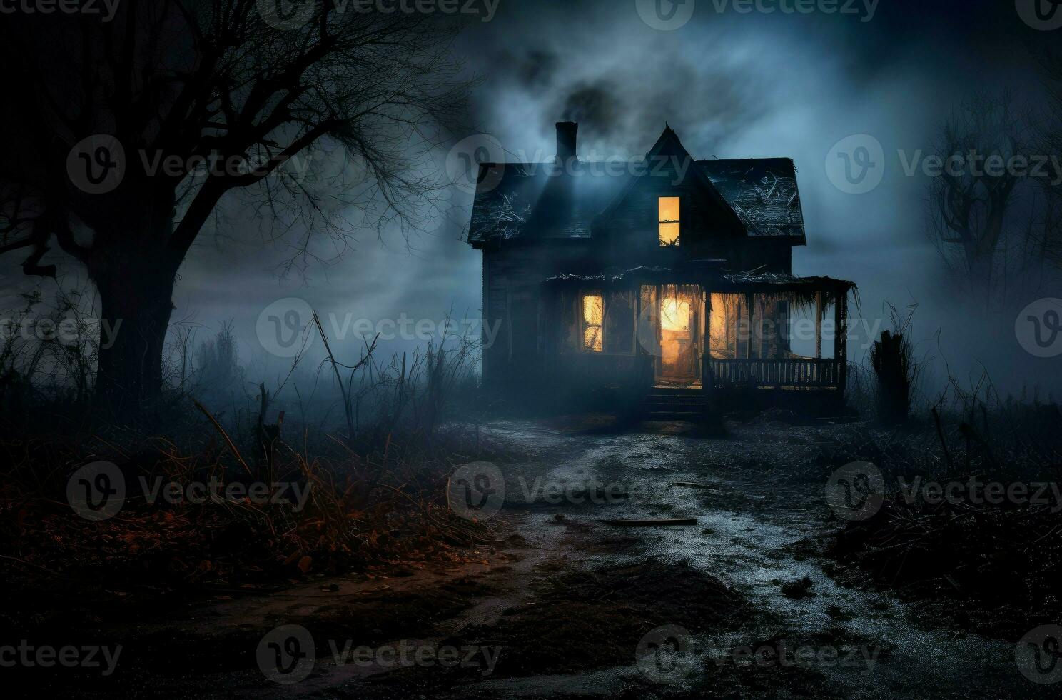 Haunting Ghostly house. Generate Ai photo