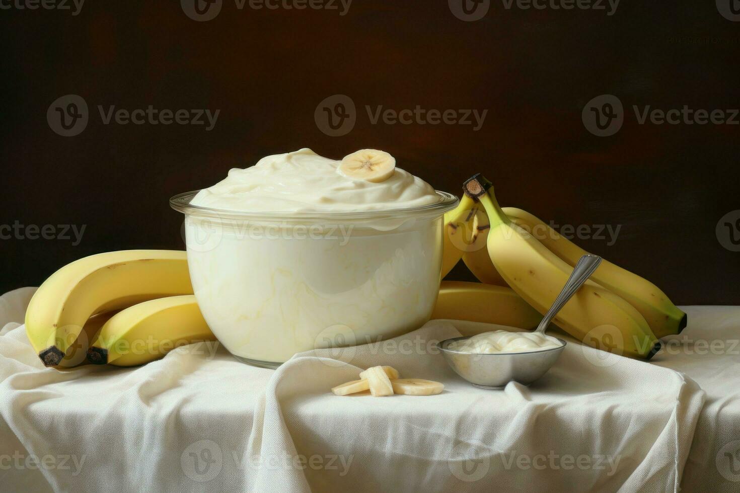 Wholesome banana yogurt. Generate Ai photo
