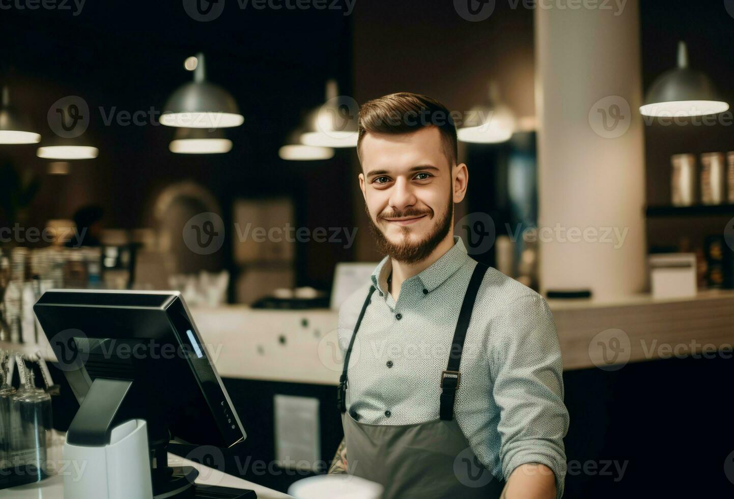 Square point sales man. Generate ai photo