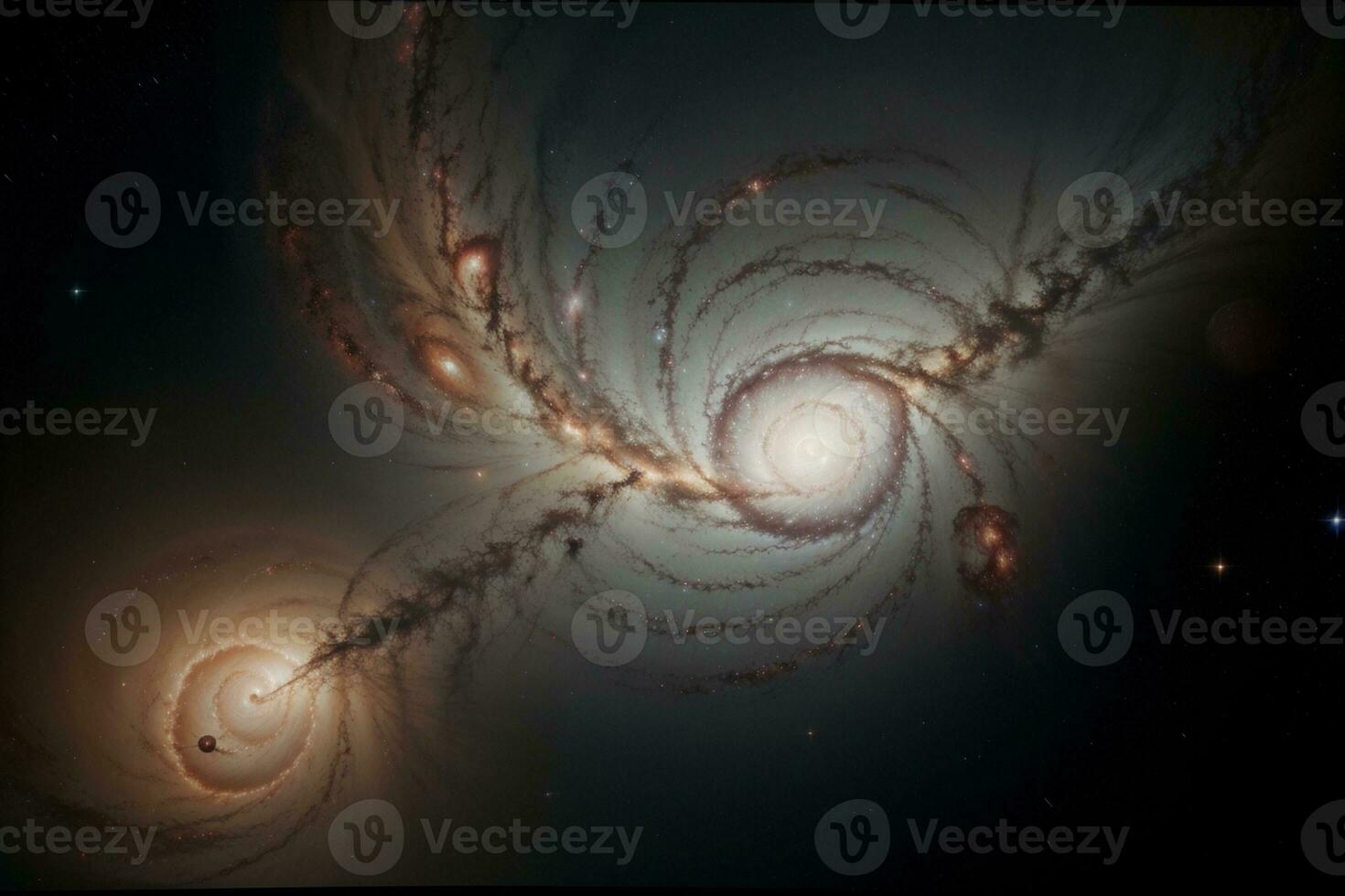 Captivating Galaxy with Swirling Planets and Nebula. AI Generated. photo